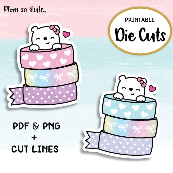 Digital Die cuts, Washi Tape, Cleo loves the Washi Tape. Circuit and Silhouette files. Personal use only.