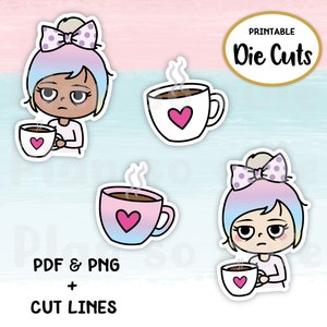 Digital Die Cuts Needs Coffee Planner Girl. Personal Use - Etsy