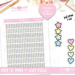 Kawaii-Checklisten mit Sternen und Herzen, druckbare Planeraufkleber, Cricut- und Silhouette-Dateien, Bullet Journal-Aufkleber, passend für Hobonichi-Wochen