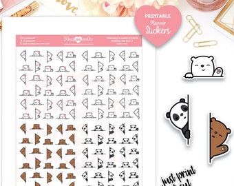 Peek a boo Bear, Printable Planner Stickers, Cricut and Silhouette files, Bullet Journal Stickers, Character Stickers