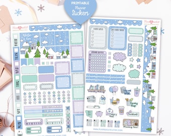 Winter is Here, Hobonichi Weeks Kit, Hello Winter Printable Planner Stickers, Hobo Weeks Kit