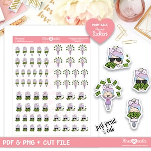 Emily Pay Day, Clear Skin, Printable Planner Stickers