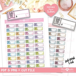 Bill Due Quarter Boxen, druckbare Planeraufkleber, Cricut- und Silhouette-Dateien, Bullet Journal-Aufkleber, Erin Condren-Aufkleber