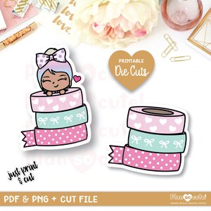 Emily Washi Addict, Planner Addict, Dark Skin, Printable Die Cut, Bullet Journal, Erin Condren Stickers