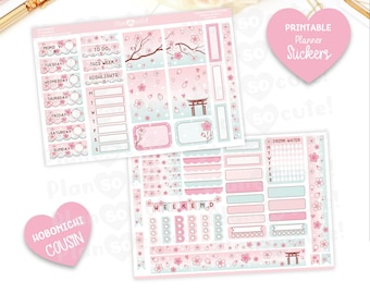 Sakura Hobonichi Cousin Kit, Printable Planner Stickers, Cherry Blossom, Hobonichi Kit, Cricut and Silhouette files