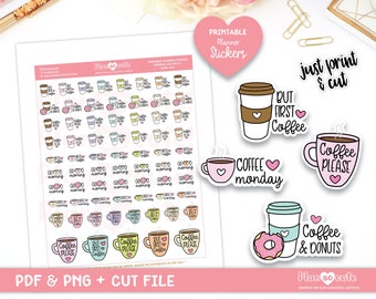 Doodle Coffee Printable Planner Stickers