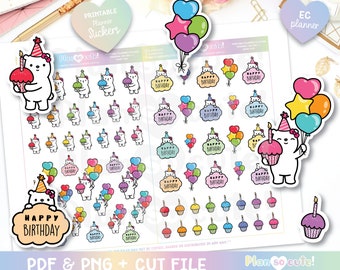 Happy Birthday Cleo, Printable Planner Stickers, Birthday Stickers, Balloon Stickers, Personal use only.