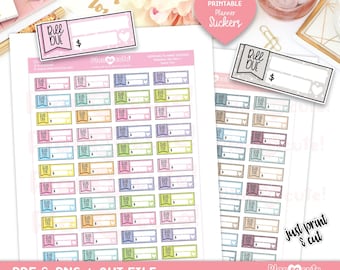 Bill Due Quarter Boxes, Printable Planner Stickers, Cricut and Silhouette Files, Bullet Journal Stickers, Erin Condren Stickers