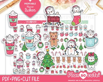 Christmas Bear, Printable Stickers, Bear Stickers