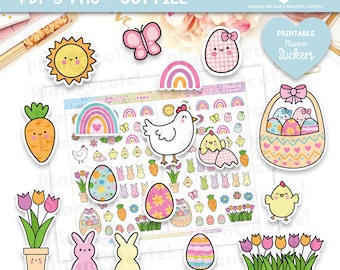 Happy Easter Printable Stickers Printable Planner Stickers, Personal use only.