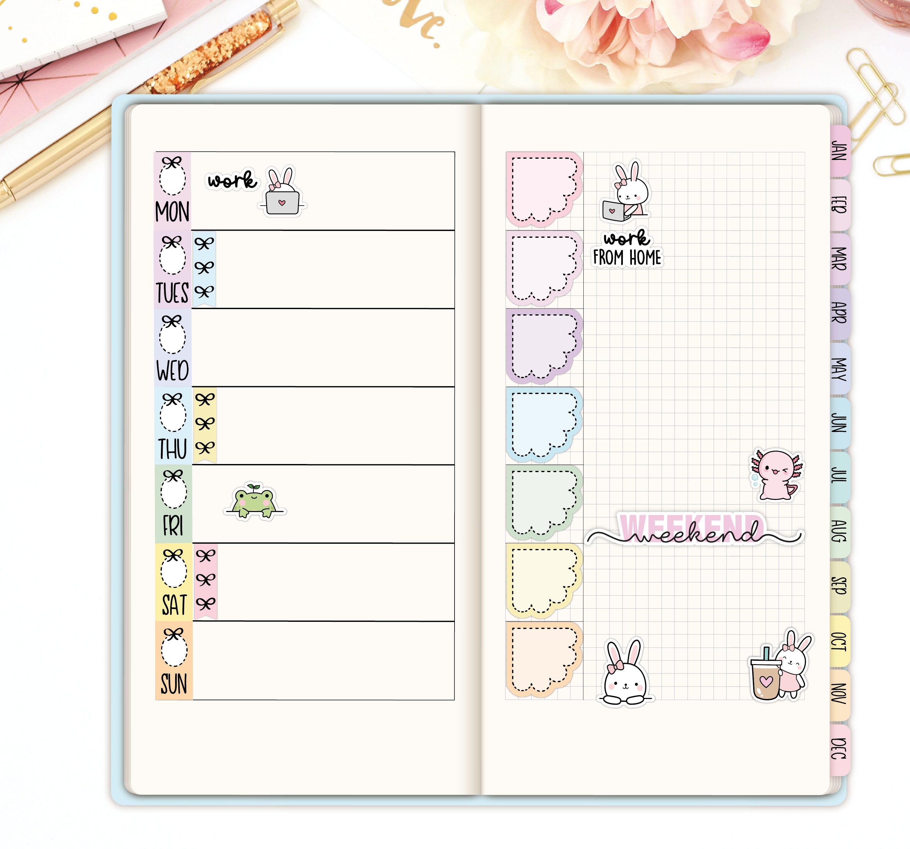 WEEKEND Script Printable Planner Stickers Script Stickers - Etsy