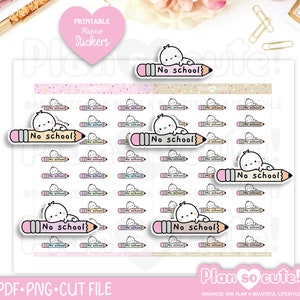 No school Stickers, Printable Planner Stickers, Bullet Journal Stickers, School Stickers