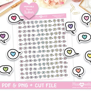 Doodle Bubble Text, Printable Planner Stickers, Cricut and Silhouette files, Erin Condren Stickers