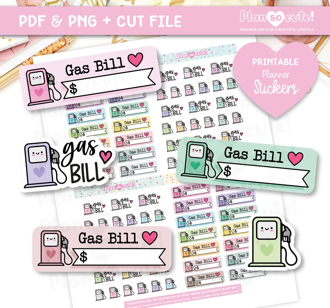 Gas Bill Printable Planner Stickers, Finance Stickers, Bill Track ...