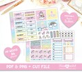 Unicorn Printable Planner Stickers, PP Weeks or B6 Weekly Kit, Cute Unicorn, Cricut and Silhouette files product logo