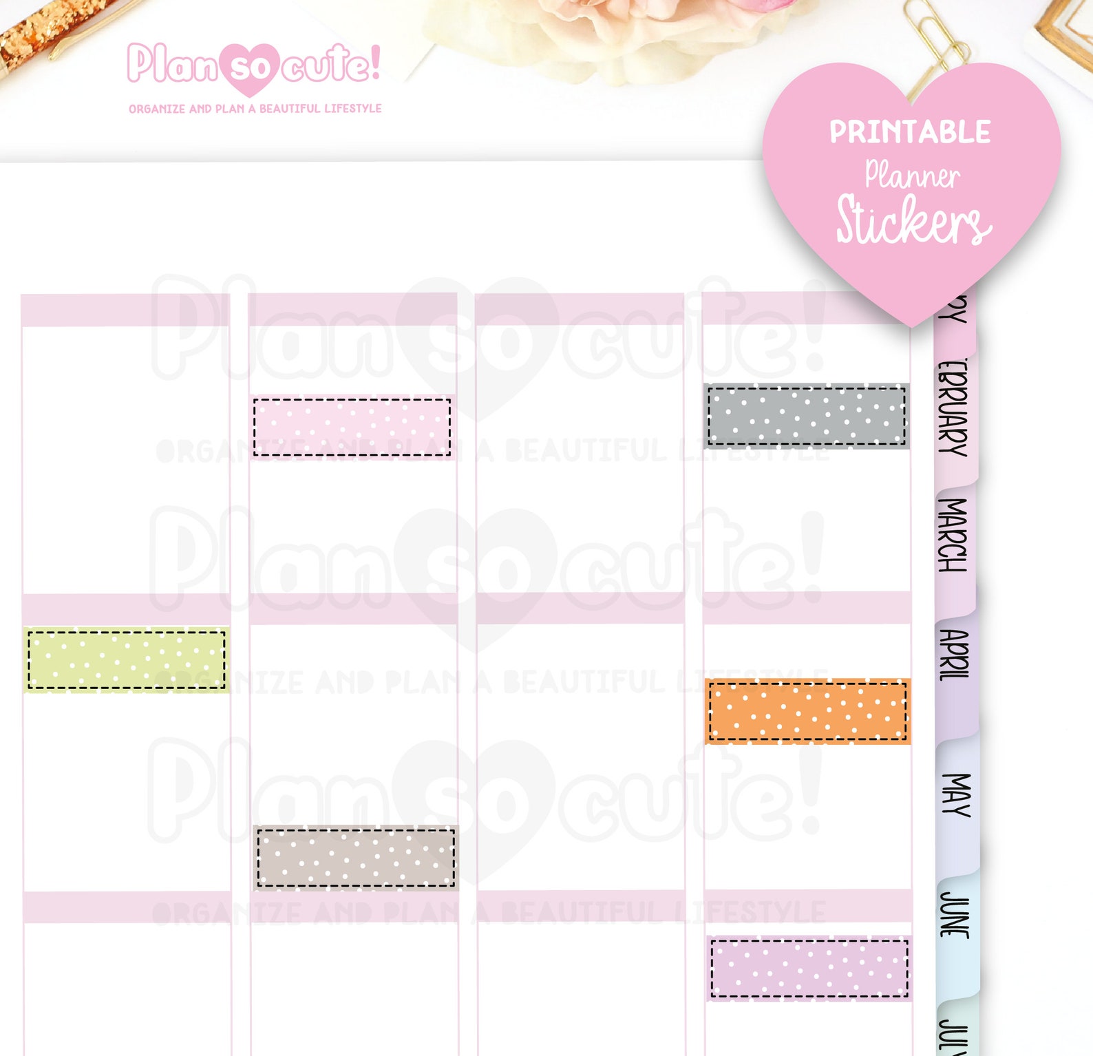 Sticker Coin Quarters Dot Quarter Boxes Stickers, Printable Planner Stickers - Etsy