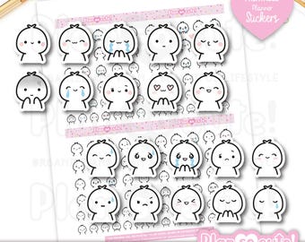 Tiny Puppet Emoji Set 1, Printable Planner Stickers, Bullet Journal Stickers