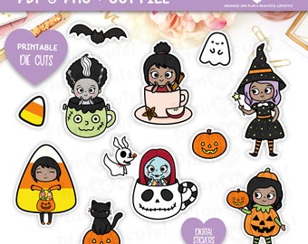Digital Die cuts, Halloween, Emily Halloween, Dark Skin, Cricut and Silhouette files, Personal use only.