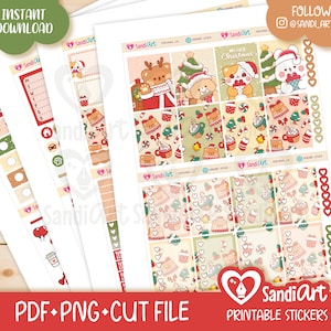 Adesivi planner stampabili natalizi Kawaii, adesivi stampabili natalizi di Erin Condren