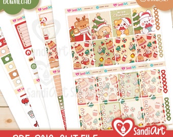 Kawaii Christmas Printable Planner Stickers, Erin Condren Christmas printable stickers