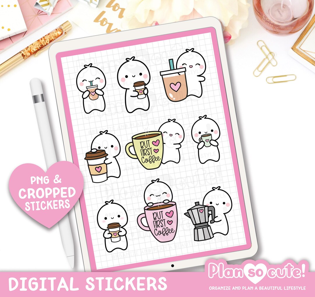 Sticker Puppet Tiny Puppet Coffee Stickers, Digital Stickers, Goodnotes Stickers ...