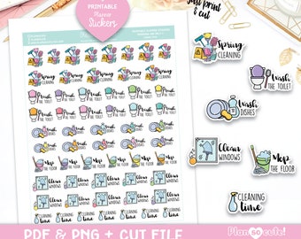 Spring Cleaning, Cleaning Time, Printable Planner Stickers