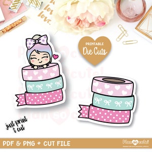 Emily Washi Addict, Planner Addict, Clear Skin, Printable Die Cut, Bullet Journal, Erin Condren Stickers image 1