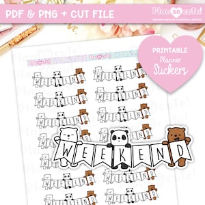 Weekend BEAR Banner, Autocollants de planificateur imprimables, Autocollants d'ours