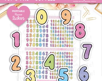 Fluffy nummers, afdrukbare planner stickers