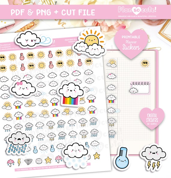 cute kawaii weather big size printable planner stickers etsy singapore