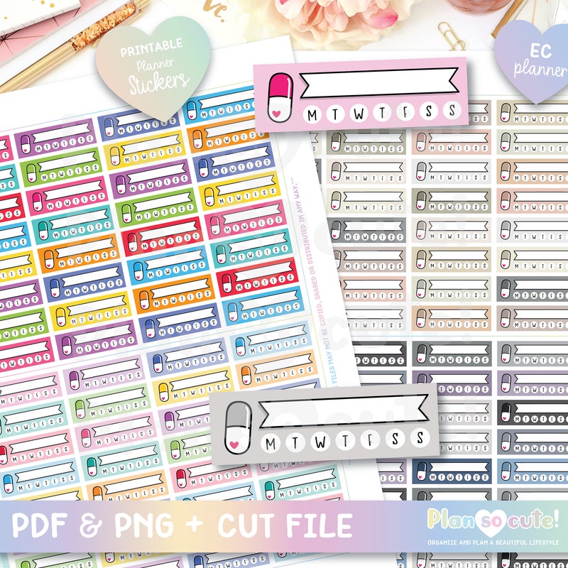 Pill Sticker Pill Tracking Stickers - Etsy