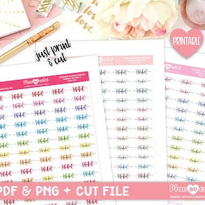 May include: Printable planner stickers featuring the word "todo" written in various colours. The stickers are arranged in rows on a white background. The text "Plan so cute!" is visible at the bottom of the image.