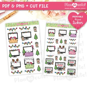 Christmas Movies and Chill, Printable Stickers, Planner Stickers, Cricut and Silhouette Files, personal use image 2