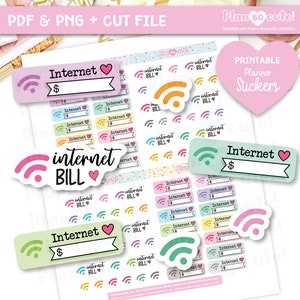 Internet-Rechnungsaufkleber zum Ausdrucken, WLAN-Aufkleber, Finanzaufkleber, Bill Track-Aufkleber, Zahlungsaufkleber, Bill Due-Aufkleber