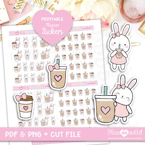 Coffee Conny, Printable Planner Stickers