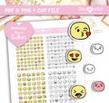 Doodle Emojis, Printable Planner Stickers, Cricut and Silhouette files
