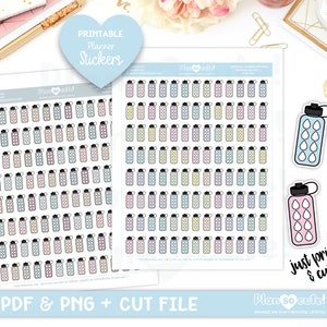 Bouteille d’eau Doodle, Hydrate, Autocollants planificateur imprimables, Autocollants Doodle, fichiers Cricut et Silhouette