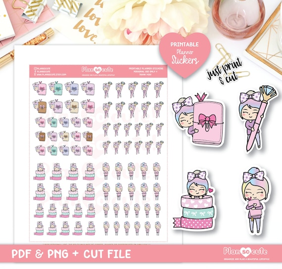 Emily Planner Girl, Planner Addict, Clear Skin, Printable Planner Stickers, Cricut and silhouette Files, Bullet Journal