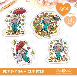 Autumn Fall Printable Die Cuts, Digital Die Cuts, Emily Dark Skin - Etsy