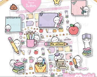 Back to school Stickers, Tiny Puppet, Printable Planner Stickers, Bullet Journal Stickers, School Stickers