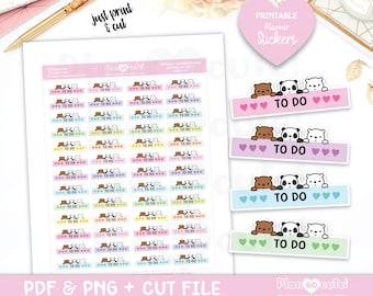 To Do Headers, Peeking Bears, Printable Planner Stickers, Bullet Journal Stickers, Erin Condren Stickers