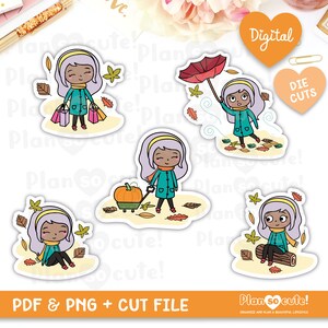 Autumn Fall Printable Die Cuts, Digital Die Cuts, Emily Dark Skin - Etsy