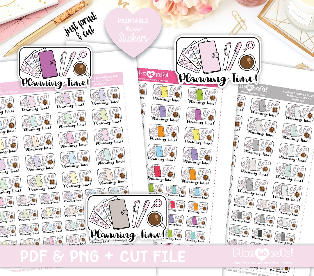 Planner Time!, Printable Planner Stickers, Flat Lay Stickers - Etsy