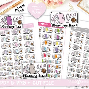 Planner Time!, druckbare Planeraufkleber, flache Lay-Aufkleber
