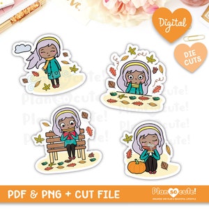 Autumn Fall Printable Die Cuts, Digital Die Cuts, Emily Dark Skin - Etsy