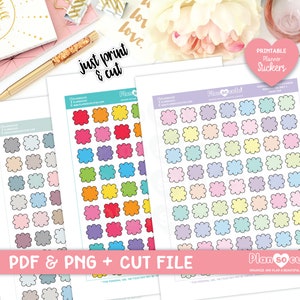 Doodle Square Cloud, autocollants de planificateur imprimables