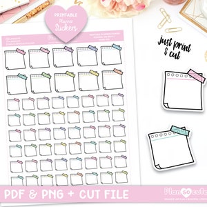 Doodle Washi Sticky Note afdrukbare Planner Stickers, Cricut en silhouet bestanden, Erin Condren Stickers