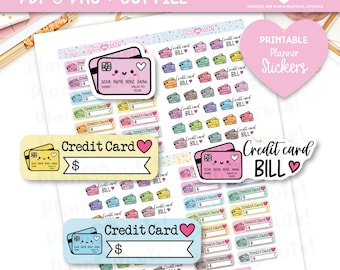 Credit Card Bill Printable Planner Stickers, Finance Stickers, Bill Track Stickers, Payment Stickers, Bill Due stickers