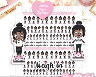 Emily Weigh in Dark Skin, Printable Stickers, Planner Stickers, Cricut and Silhouette Files, personal use