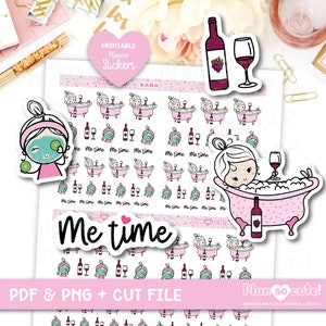 Sara Me Time, Me time, Adesivi stampabili, Adesivi Planner stampabili, Solo per uso personale.